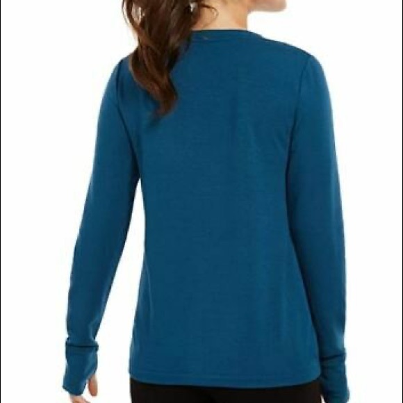 NEW: Ideology Womens V Neck Ruched Front Top - Picture 2 of 3